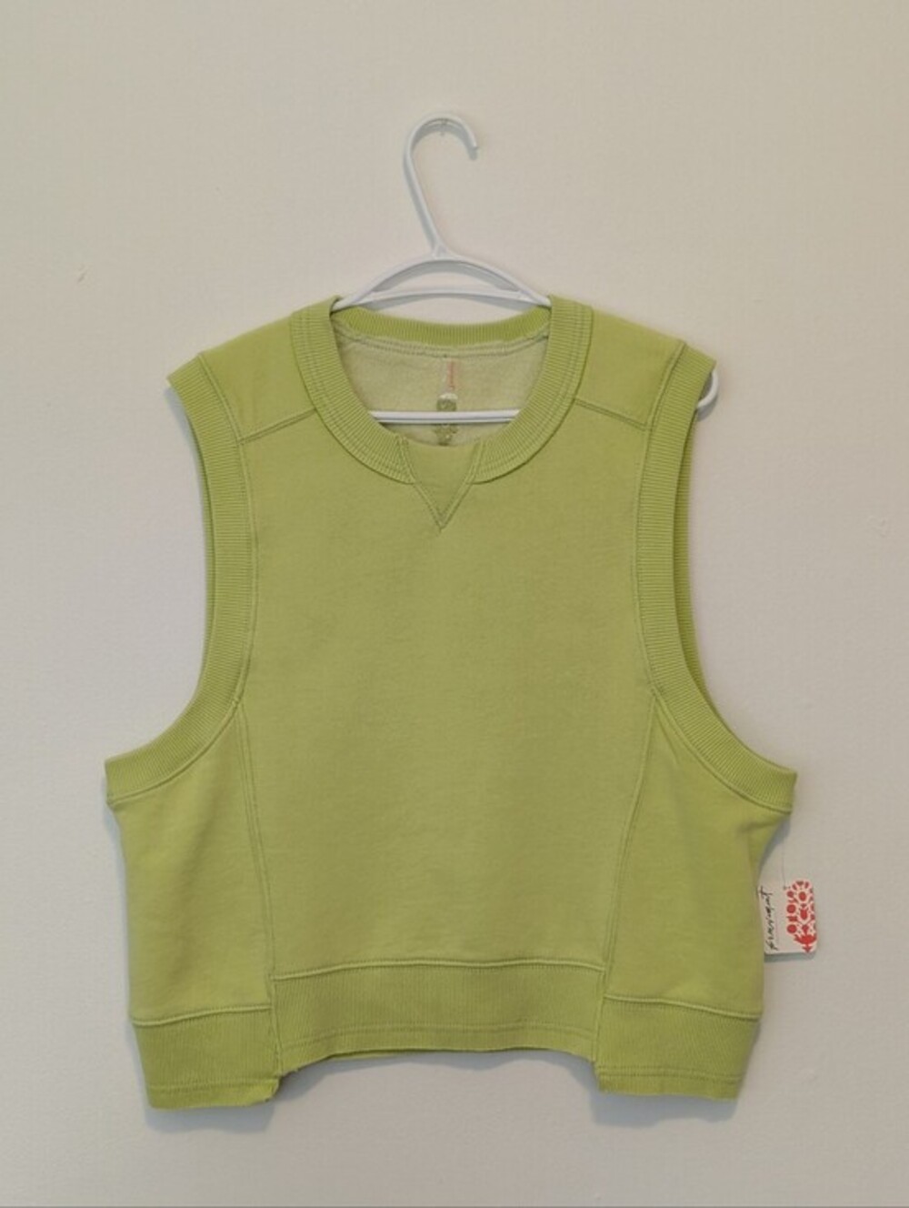 NWT Free People FP Movement Sleeveless Cropped Sweatshirt Vest Key Lime Boho M